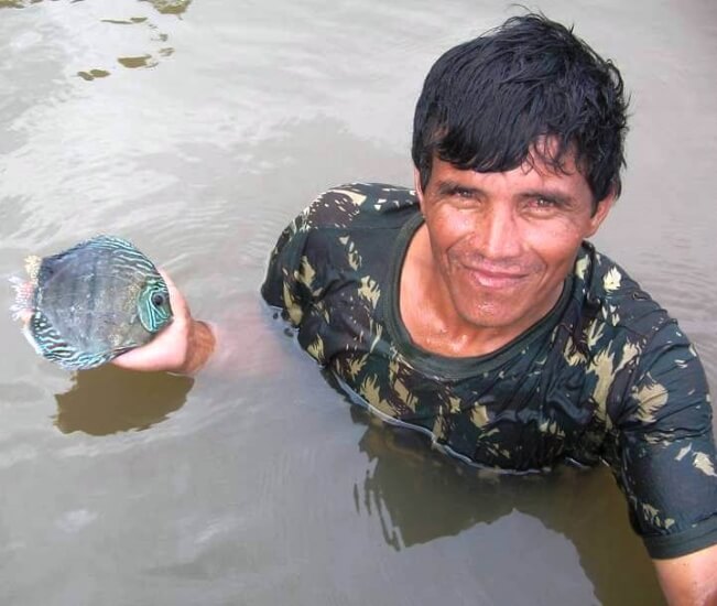Captura de un disco verde en el agua del Amazonas